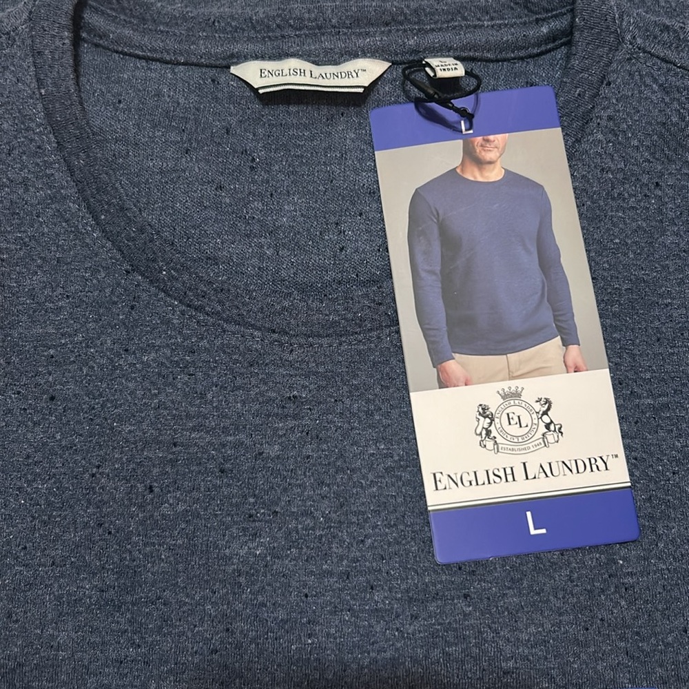 English Laundry Blue Long Sleeve Sweater Shirt size M, L, XL NWT